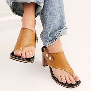 Free People Marlowe Block Heels sling back leather sandals shoes 8